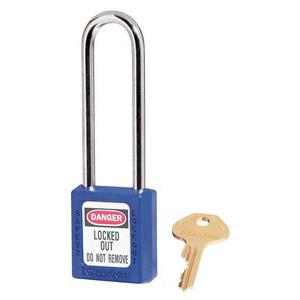 Master Lock 6mm锁钩，锁钩净高76mm，44mm高，蓝色XENOY工程塑料安全锁，410MCNLTBLU