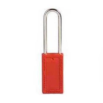 Master Lock 6mm锁钩，锁钩净高76mm，76mm高，红色XENOY工程塑料安全锁，411MCNLTRED